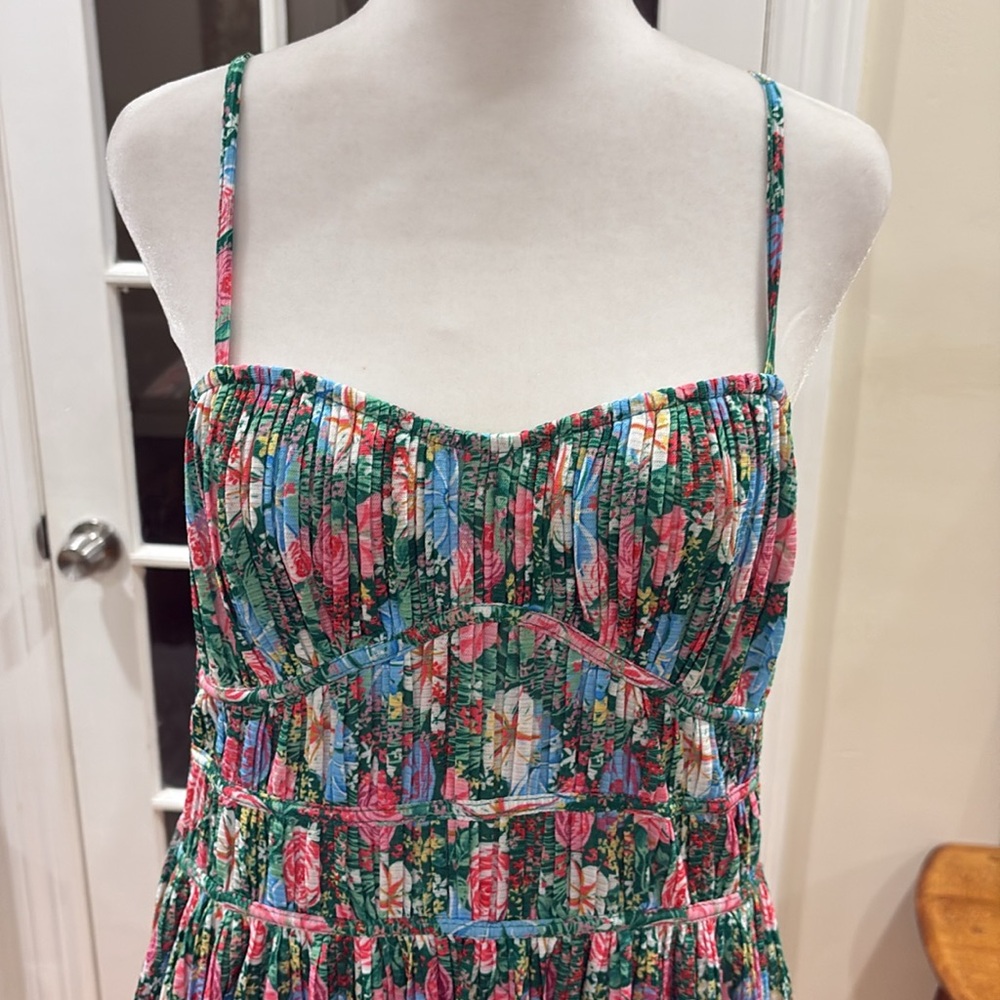 Floral Smocked Maxi Dress - Green Multi - Picture 2 of 8